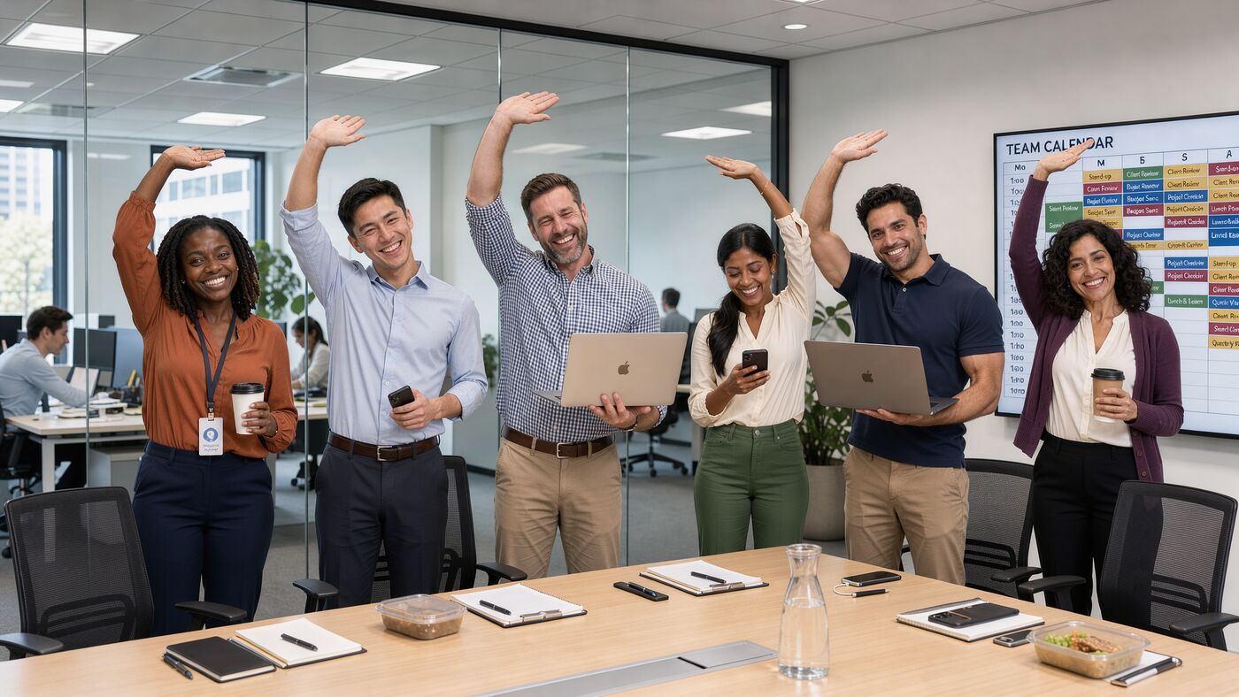 Corp Inc. team members at a lunchtime wellbeing session.